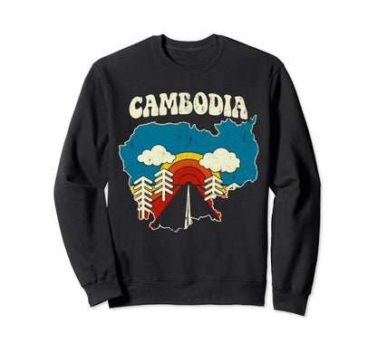 Cambodia Cambodian Country Rainbow Sweatshirt - Fun Novelty Design Unisex - T-Shirt, Sweatshirt, Hoodie