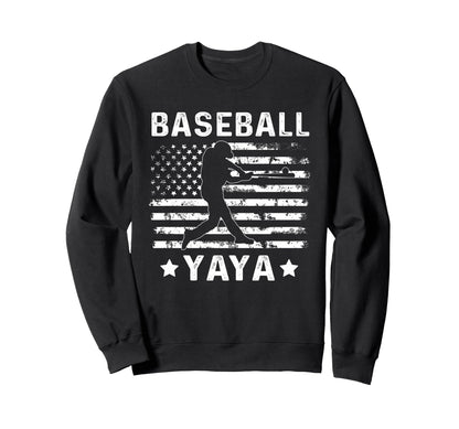 Baseball Yaya Grandma Usa Flag Sweatshirt - Fun Novelty Design Men Women - T-Shirt, Sweatshirt, Hoodie