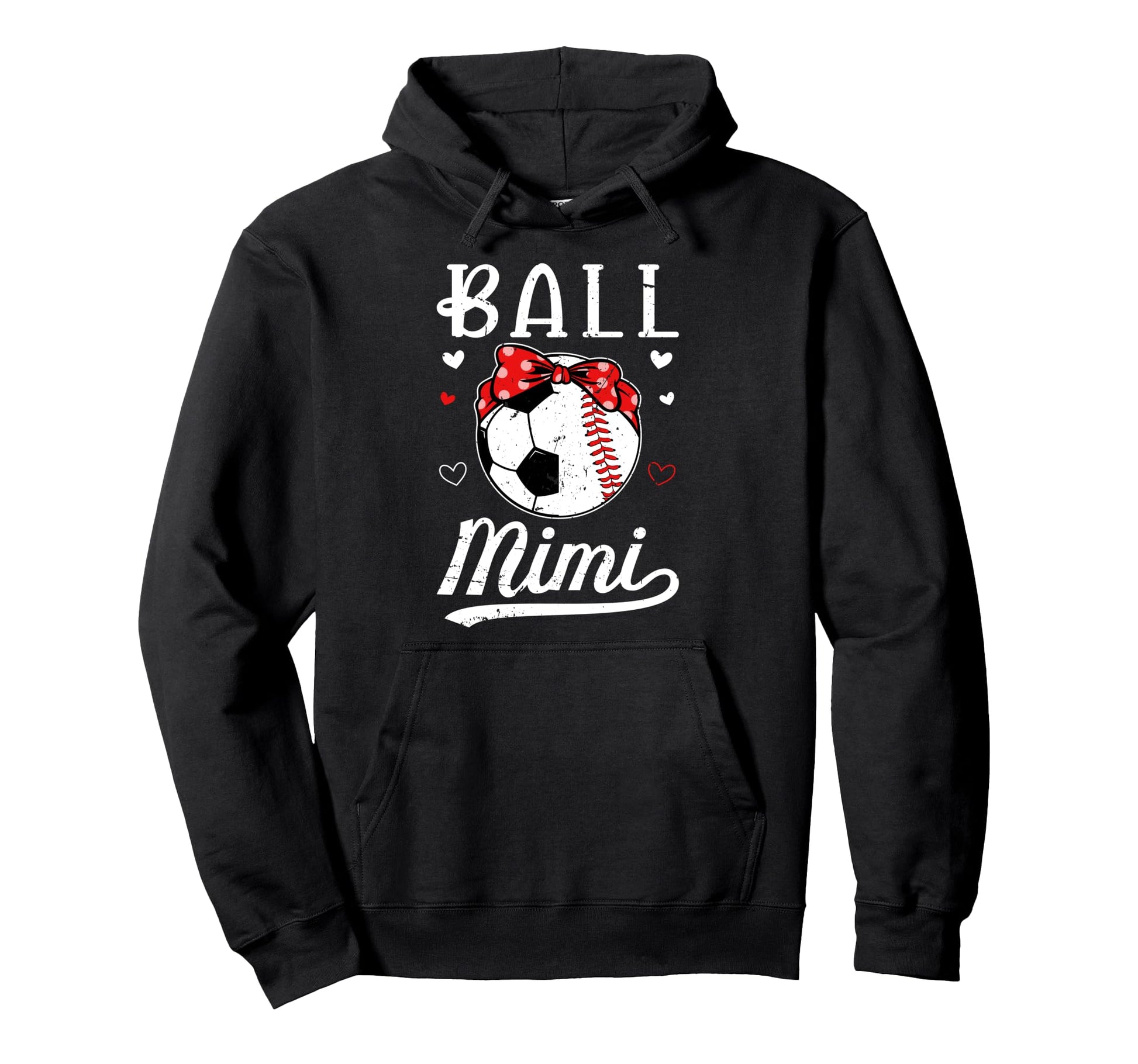 Ball Mimi Grandma Baseball Soccer Mimi Hoodie - Unique Graphic Men Women - T-Shirt, Sweatshirt, Hoodie