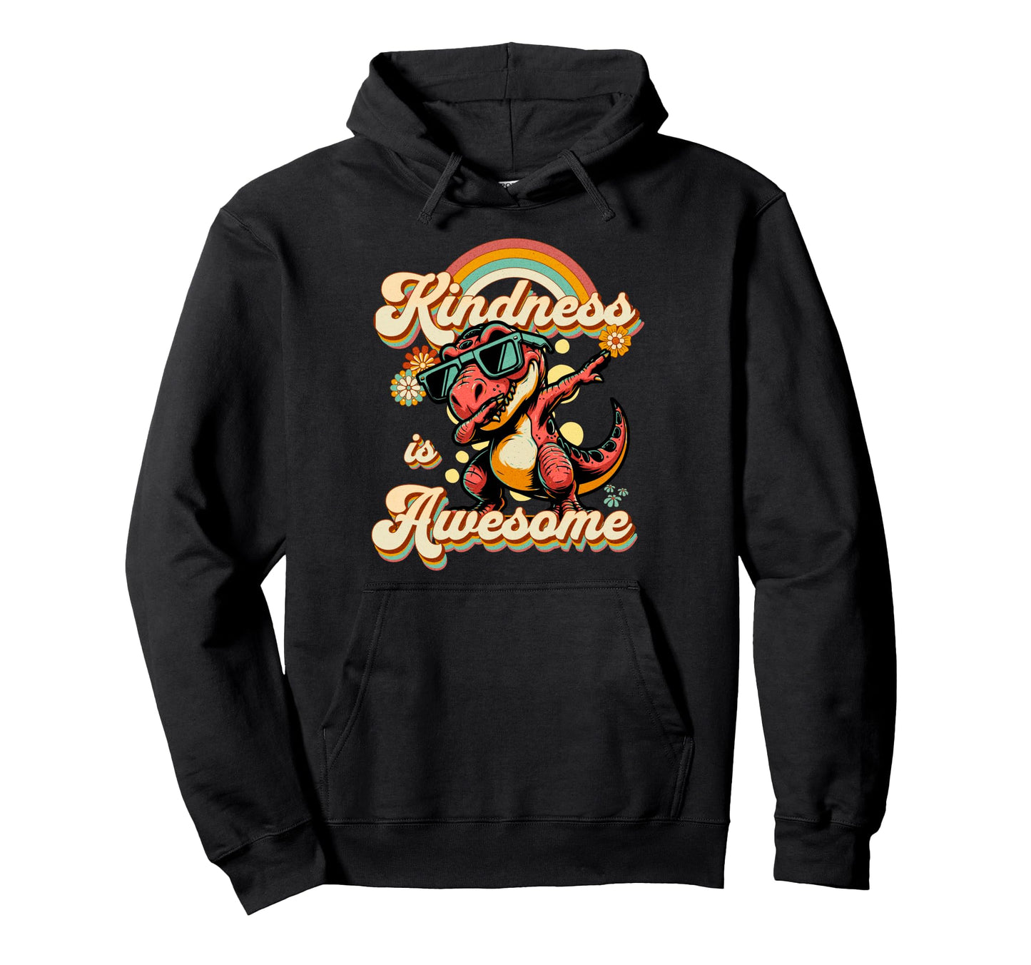 Kindness Is Awesome Dinosaur Peace Hoodie - Minimalist Print Men Women - T-Shirt, Sweatshirt, Hoodie