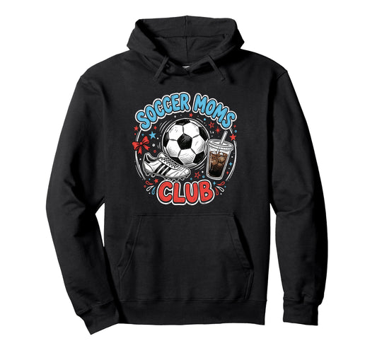 Soccer Moms Club Iced Coffee Cleats Sports Hoodie - Graphic Print Unisex - T-Shirt, Sweatshirt, Hoodie