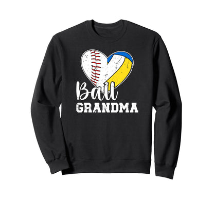 Ball Grandma Heart Baseball Sweatshirt - Trendy Graphic Men Women - T-Shirt, Sweatshirt, Hoodie