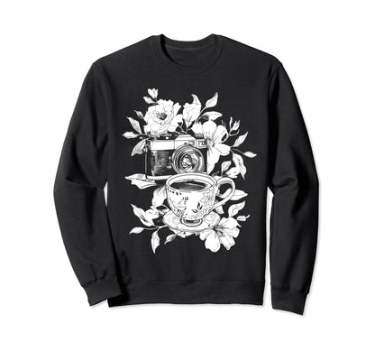 Photographer Coffee Camera Sweatshirt - Aesthetic Graphic for Adults - T-Shirt, Sweatshirt, Hoodie