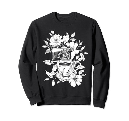 Photographer Coffee Camera Sweatshirt - Aesthetic Graphic for Adults - T-Shirt, Sweatshirt, Hoodie