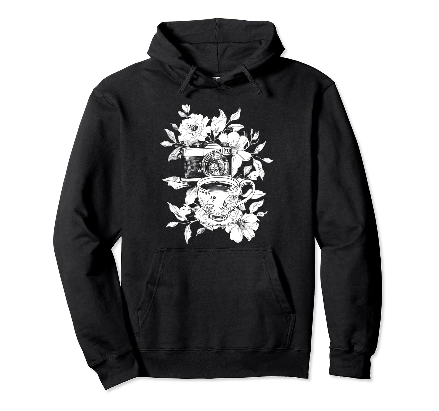 Photographer Coffee Camera Flowers Hoodie - Streetwear Style for Adults - T-Shirt, Sweatshirt, Hoodie