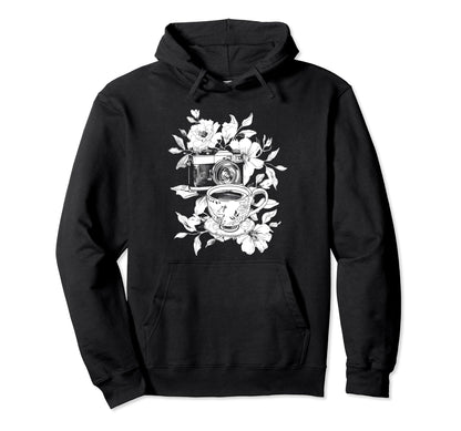 Photographer Coffee Camera Flowers Hoodie - Streetwear Style for Adults - T-Shirt, Sweatshirt, Hoodie