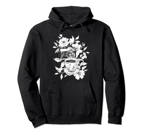 Photographer Coffee Camera Flowers Hoodie - Streetwear Style for Adults - T-Shirt, Sweatshirt, Hoodie