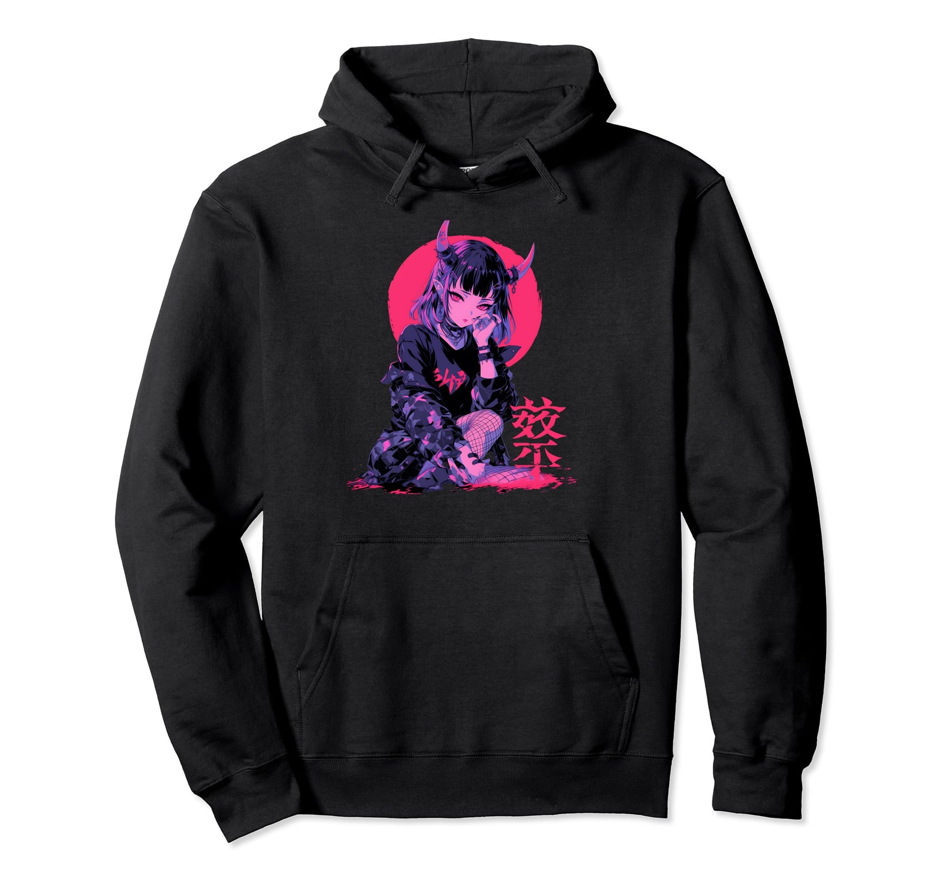 Goth Grunge Demon Anime Waifu Horror Hoodie - Novelty Apparel Men Women - T-Shirt, Sweatshirt, Hoodie