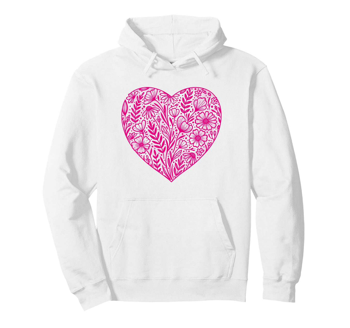 Boho Wildflowers Watercolor Heart Hoodie - Minimalist Print Unisex - T-Shirt, Sweatshirt, Hoodie