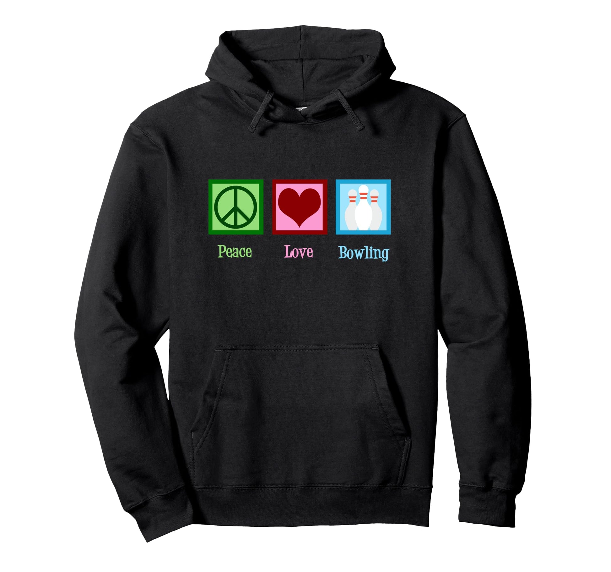 Peace Love Bowling Hoodie - Graphic Print Men Women - T-Shirt, Sweatshirt, Hoodie