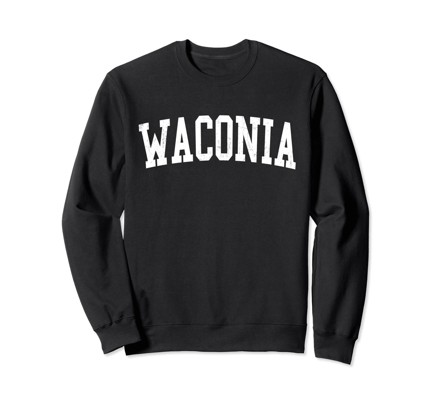 Waconia Mn Distressed White Varsity Sweatshirt - Graphic Print Unisex - T-Shirt, Sweatshirt, Hoodie
