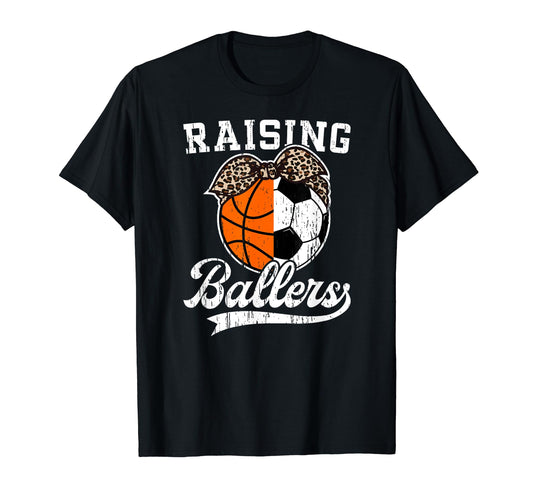 Raising Ballers Soccer Basketball T-Shirt - Minimalist Print for Adults - T-Shirt, Sweatshirt, Hoodie