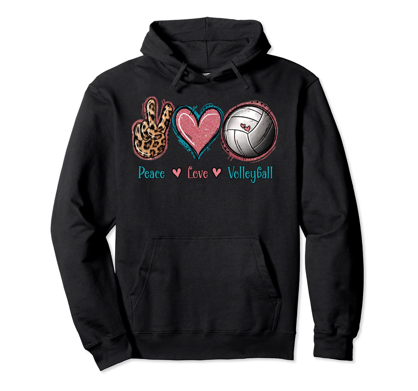 Peace Love Volleyball Hoodie - Minimalist Print Men Women - T-Shirt, Sweatshirt, Hoodie