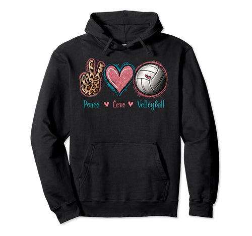 Peace Love Volleyball Hoodie - Minimalist Print Men Women - T-Shirt, Sweatshirt, Hoodie