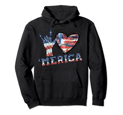Peace Love Merica American Flag Hoodie - Novelty Apparel Men Women - T-Shirt, Sweatshirt, Hoodie