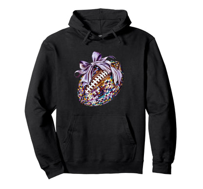 Bow Coquette Football Disco Ball Game Hoodie - Custom Art Print for Adults - T-Shirt, Sweatshirt, Hoodie