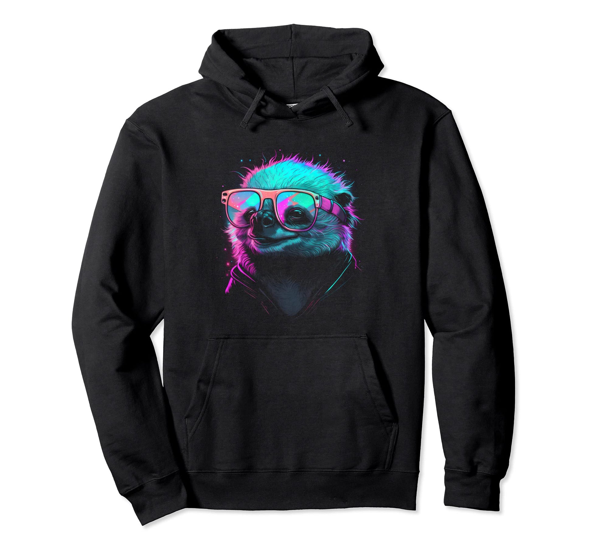 Synthwave Aesthetic Sloth Vaporwave Sloth Hoodie - Minimalist Print Unisex - T-Shirt, Sweatshirt, Hoodie