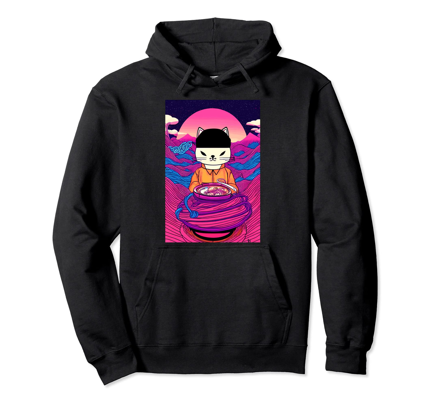 Kawaii Funny Cat Japanese Great Ramen Hoodie - Trendy Graphic for Adults - T-Shirt, Sweatshirt, Hoodie