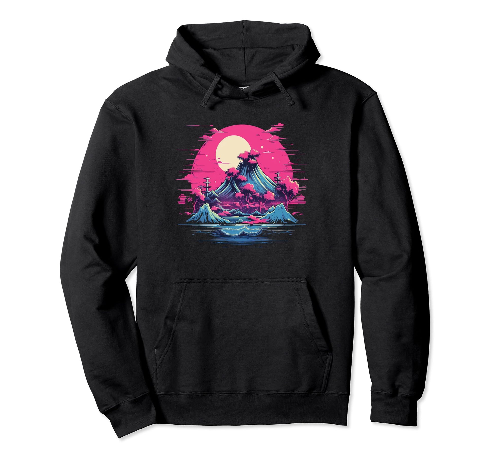Aesthetic Vaporwave Japan City Cherry Hoodie - Graphic Print Men Women - T-Shirt, Sweatshirt, Hoodie