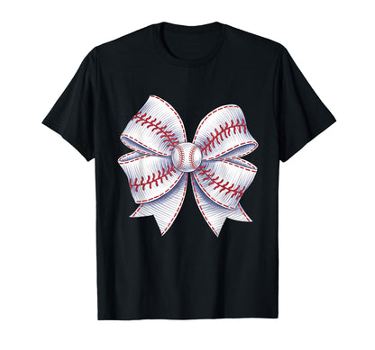 Baseball Coquette Bow Baseball Mom T-Shirt - Minimalist Print Men Women - T-Shirt, Sweatshirt, Hoodie