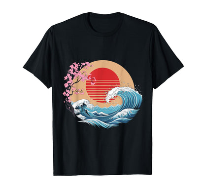 Big Wave Vaporwave Aesthetic 80S T-Shirt - Custom Art Print Men Women - T-Shirt, Sweatshirt, Hoodie