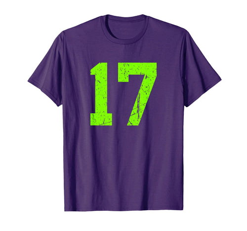 Number 17 Green Varsity Number T-Shirt - Fun Novelty Design for Adults - T-Shirt, Sweatshirt, Hoodie
