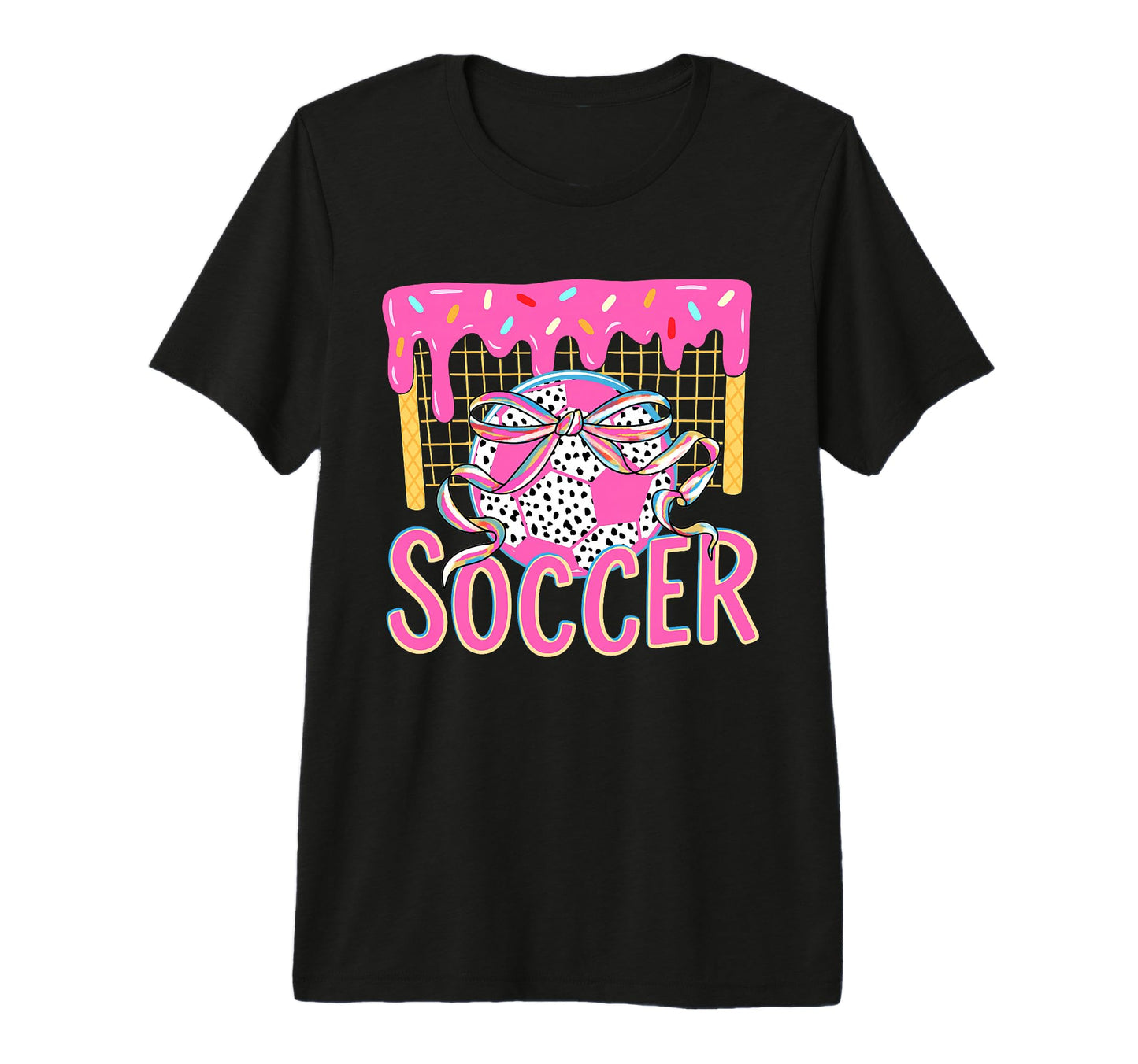 Girly Soccer Coquette Bow Ice Cream T-Shirt - Aesthetic Graphic Unisex - T-Shirt, Sweatshirt, Hoodie