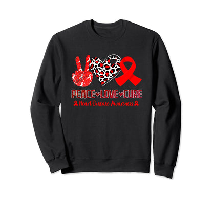 Peace Love Cure Heart Disease Sweatshirt - Minimalist Print Men Women - T-Shirt, Sweatshirt, Hoodie