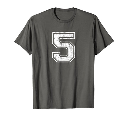 Number 5 Five Varsity Distressed T-Shirt - Fun Novelty Design for Adults - T-Shirt, Sweatshirt, Hoodie