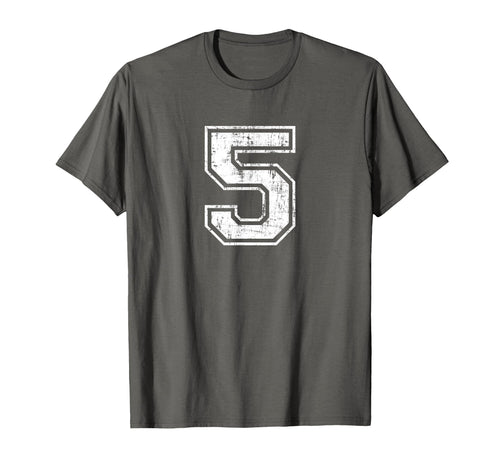Number 5 Five Varsity Distressed T-Shirt - Fun Novelty Design for Adults - T-Shirt, Sweatshirt, Hoodie