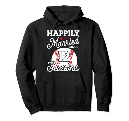 12Th Wedding Anniversary Baseball Hoodie - Fun Novelty Design for Adults - T-Shirt, Sweatshirt, Hoodie