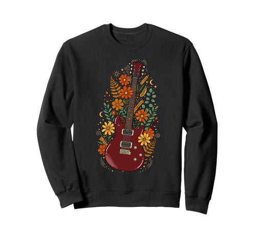 Boho Floral Electric Guitar Guitarist Sweatshirt - Novelty Apparel Unisex - T-Shirt, Sweatshirt, Hoodie