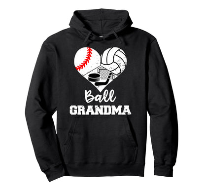 Ball Grandma Heart Funny Baseball Hoodie - Streetwear Style Men Women - T-Shirt, Sweatshirt, Hoodie