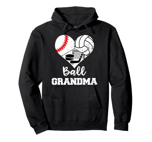 Ball Grandma Heart Funny Baseball Hoodie - Streetwear Style Men Women - T-Shirt, Sweatshirt, Hoodie