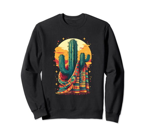 Cactus Serape Succulent Plant Sweatshirt - Aesthetic Graphic Men Women - T-Shirt, Sweatshirt, Hoodie