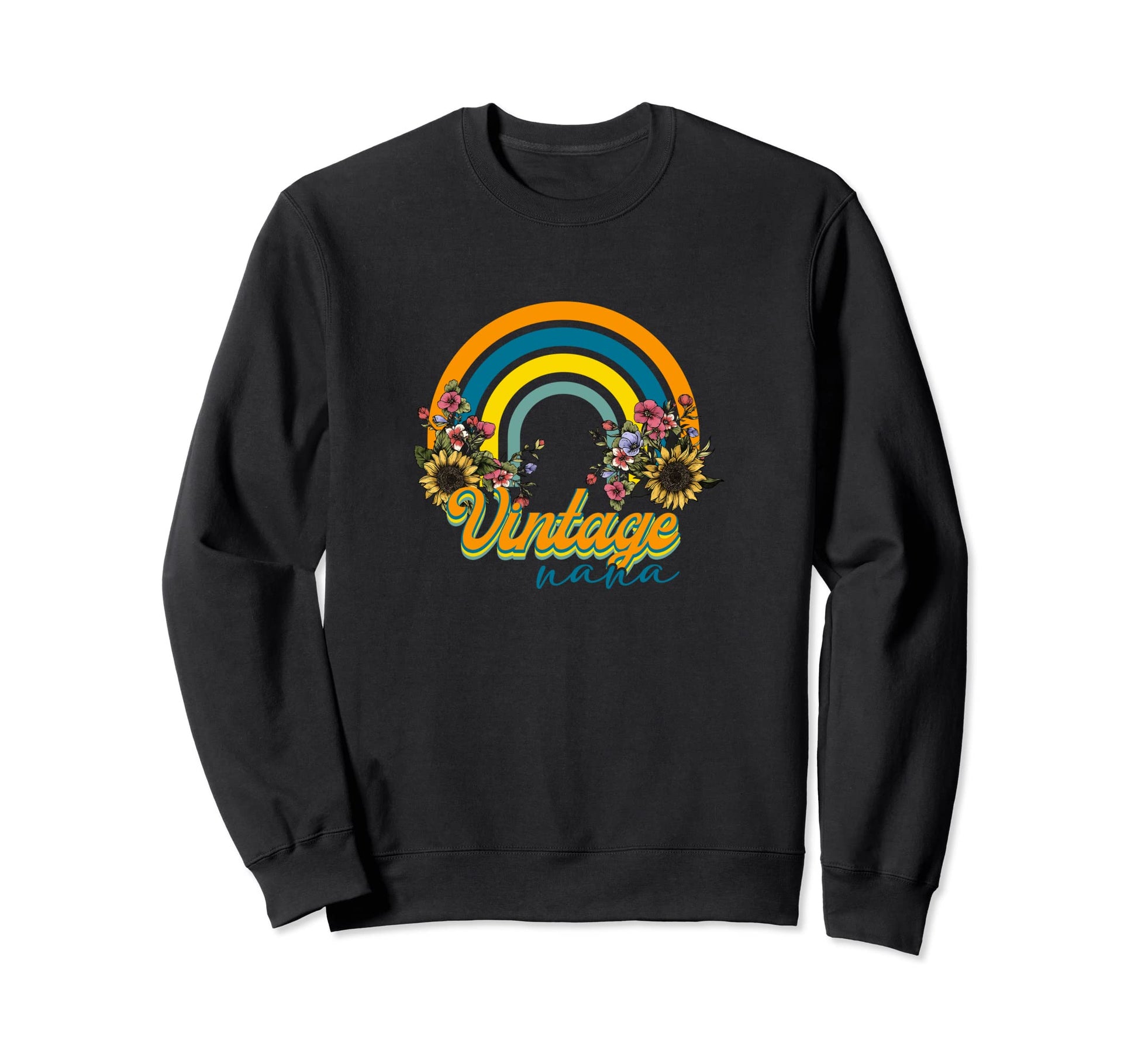 Nana Floral Rainbow Sweatshirt - Graphic Print for Adults - T-Shirt, Sweatshirt, Hoodie