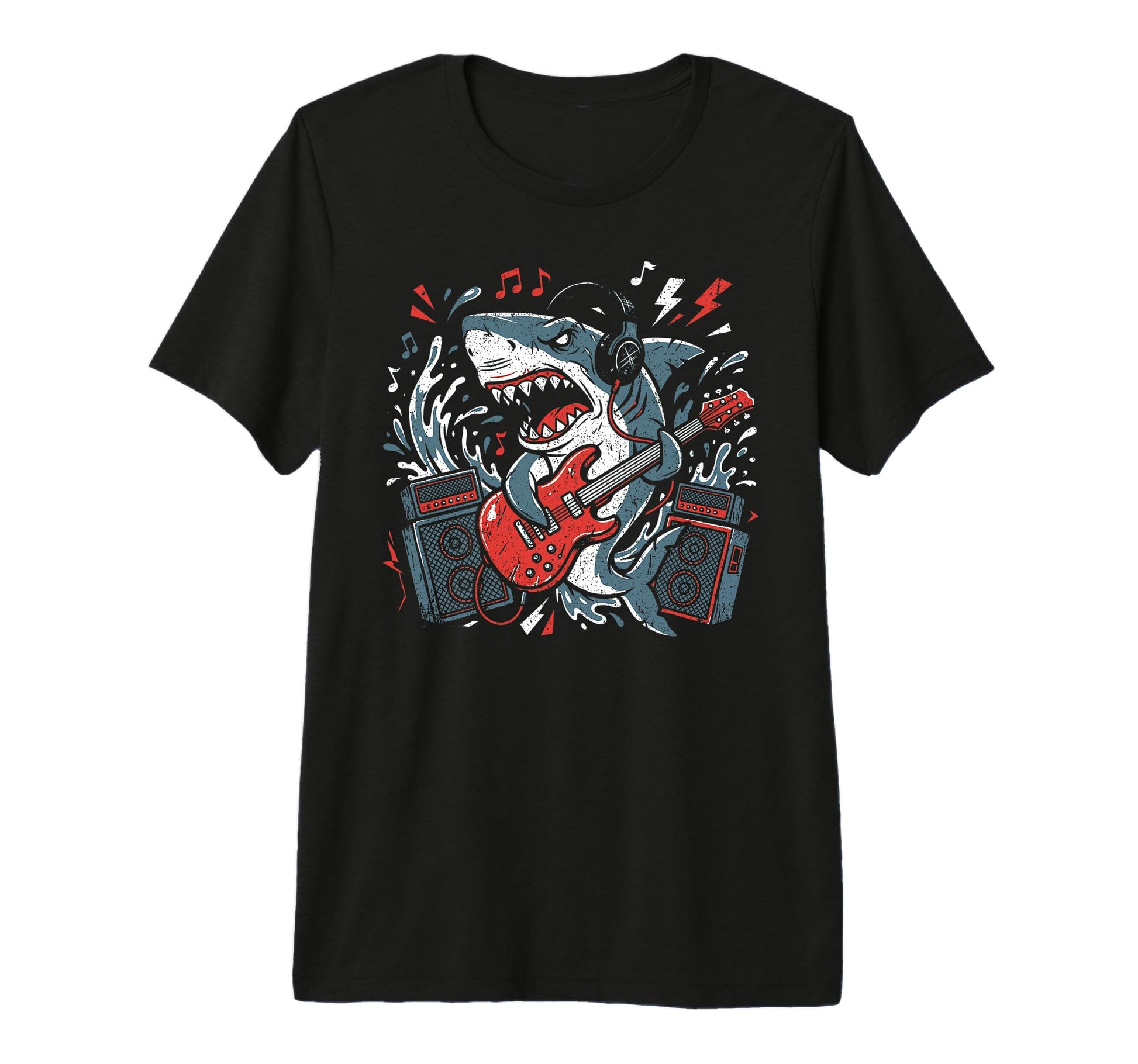 Shark Playing Guitar Rock Band T-Shirt - Trendy Graphic Men Women - T-Shirt, Sweatshirt, Hoodie