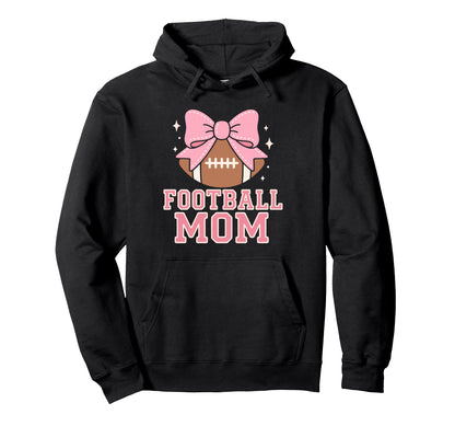 Football Mom Mother Coquette Bow Hoodie - Casual Everyday Wear for Adults - T-Shirt, Sweatshirt, Hoodie