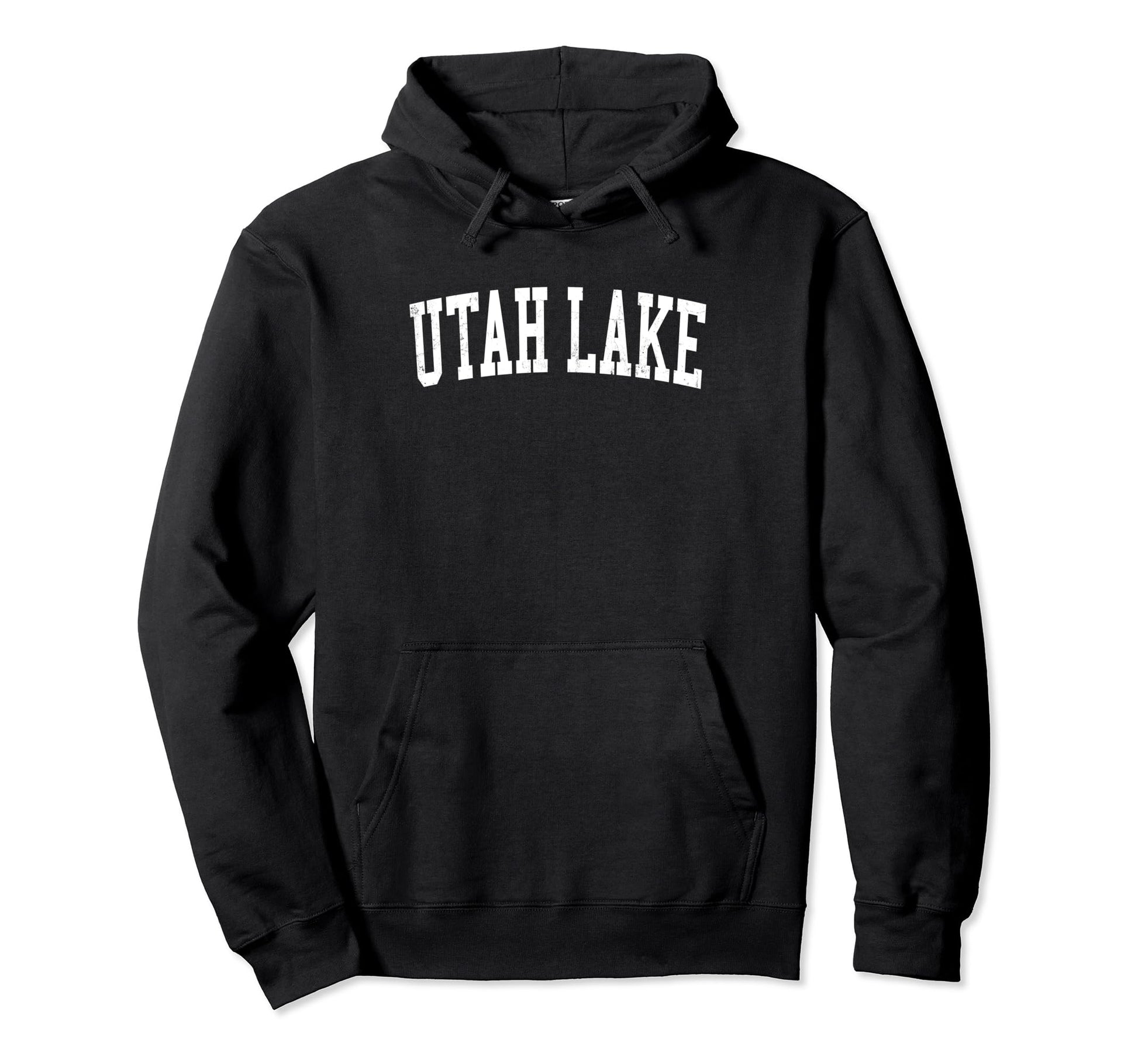 Utah Lake Distressed White Varsity Hoodie - Novelty Apparel Men Women - T-Shirt, Sweatshirt, Hoodie