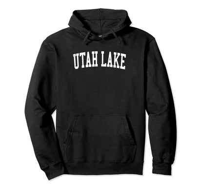 Utah Lake Distressed White Varsity Hoodie - Novelty Apparel Men Women - T-Shirt, Sweatshirt, Hoodie