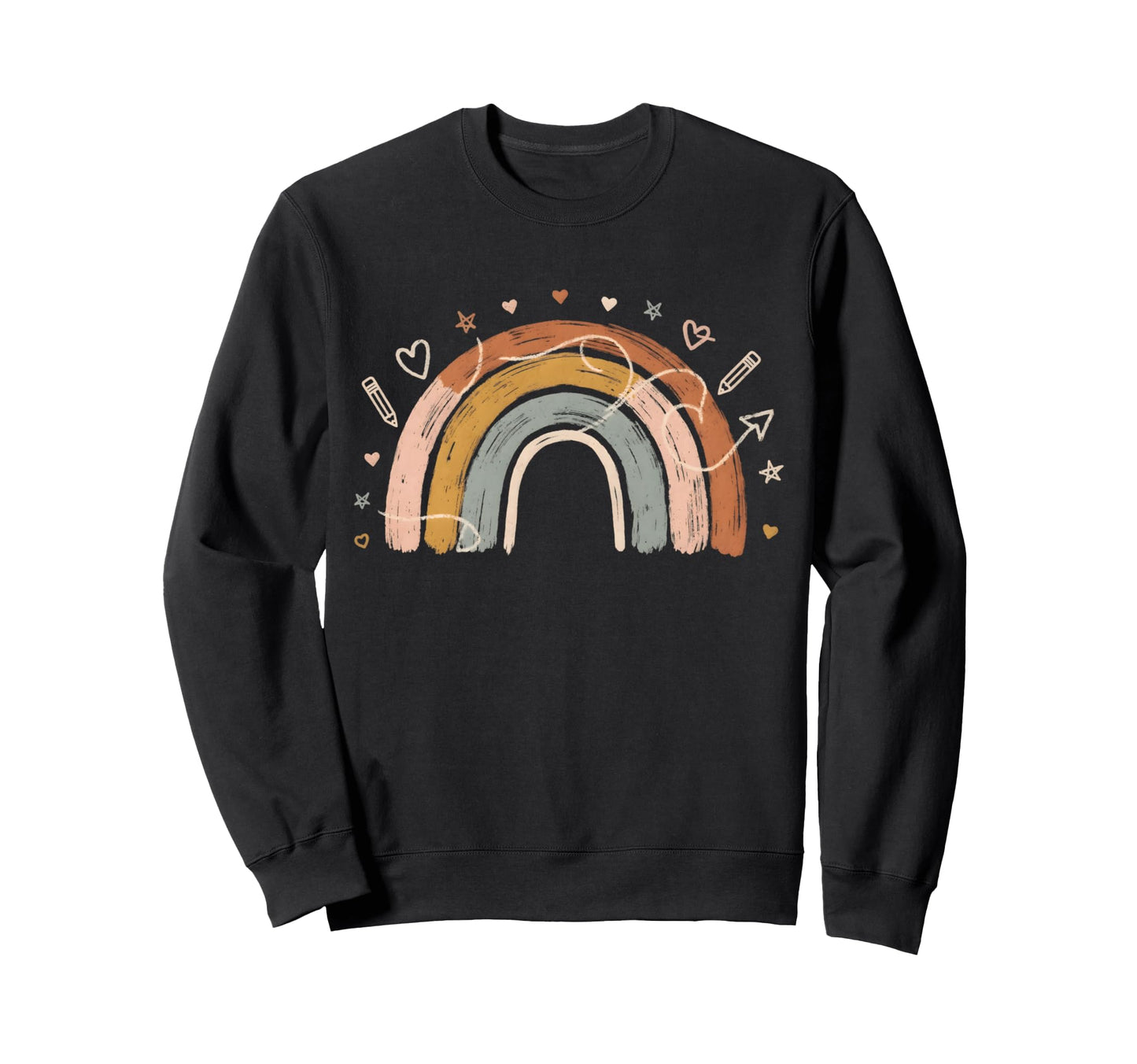 Boho Rainbow Teacher Classroom Vibes Sweatshirt - Custom Art Print Unisex - T-Shirt, Sweatshirt, Hoodie