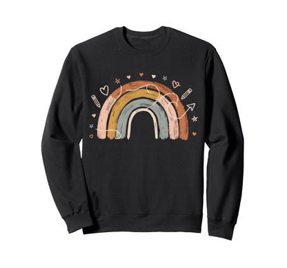 Boho Rainbow Teacher Classroom Vibes Sweatshirt - Custom Art Print Unisex - T-Shirt, Sweatshirt, Hoodie