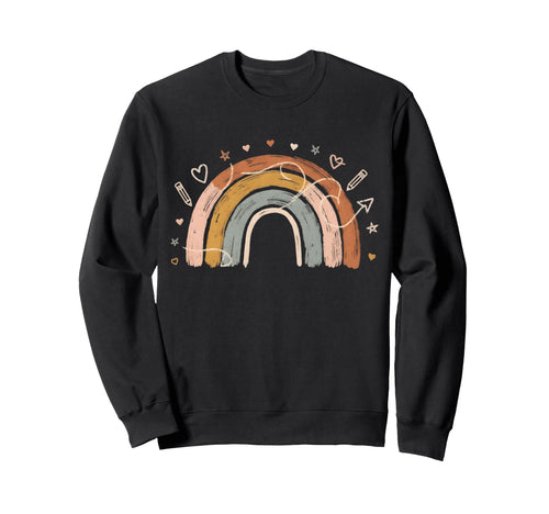 Boho Rainbow Teacher Classroom Vibes Sweatshirt - Custom Art Print Unisex - T-Shirt, Sweatshirt, Hoodie