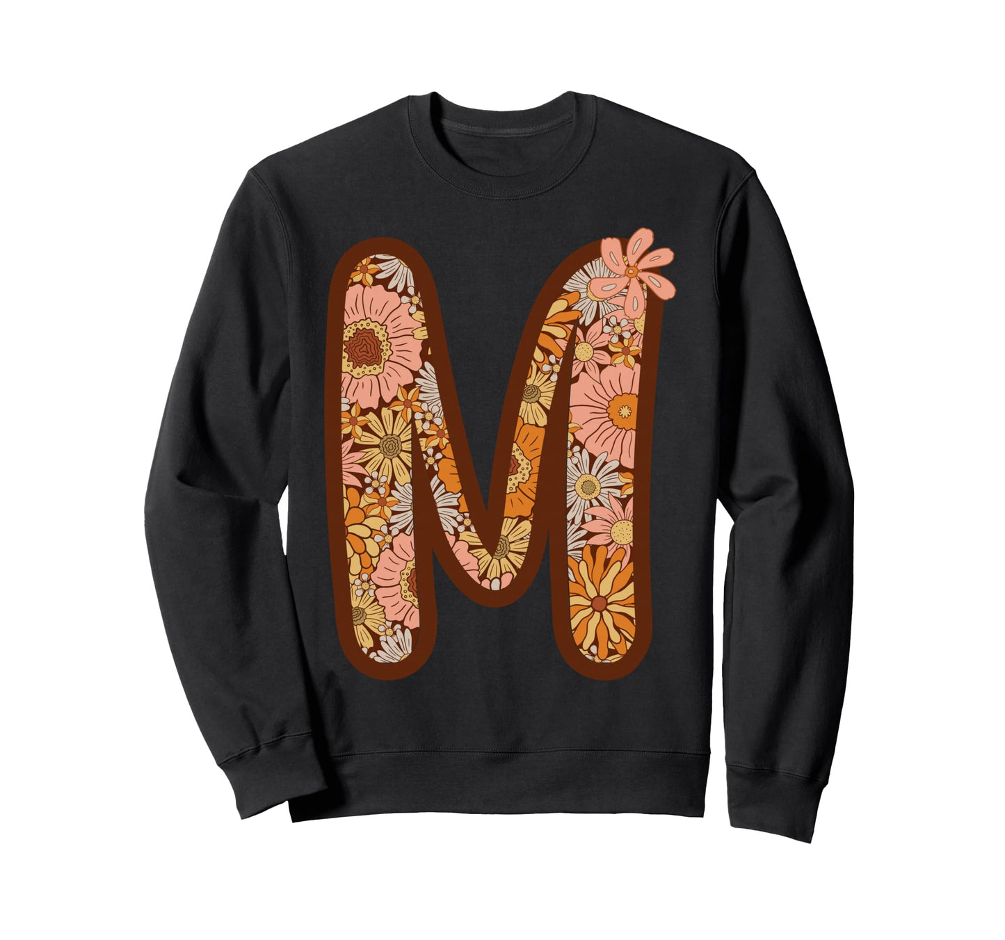 Letter M Initial Floral Monogram Sweatshirt - Unique Graphic Men Women - T-Shirt, Sweatshirt, Hoodie