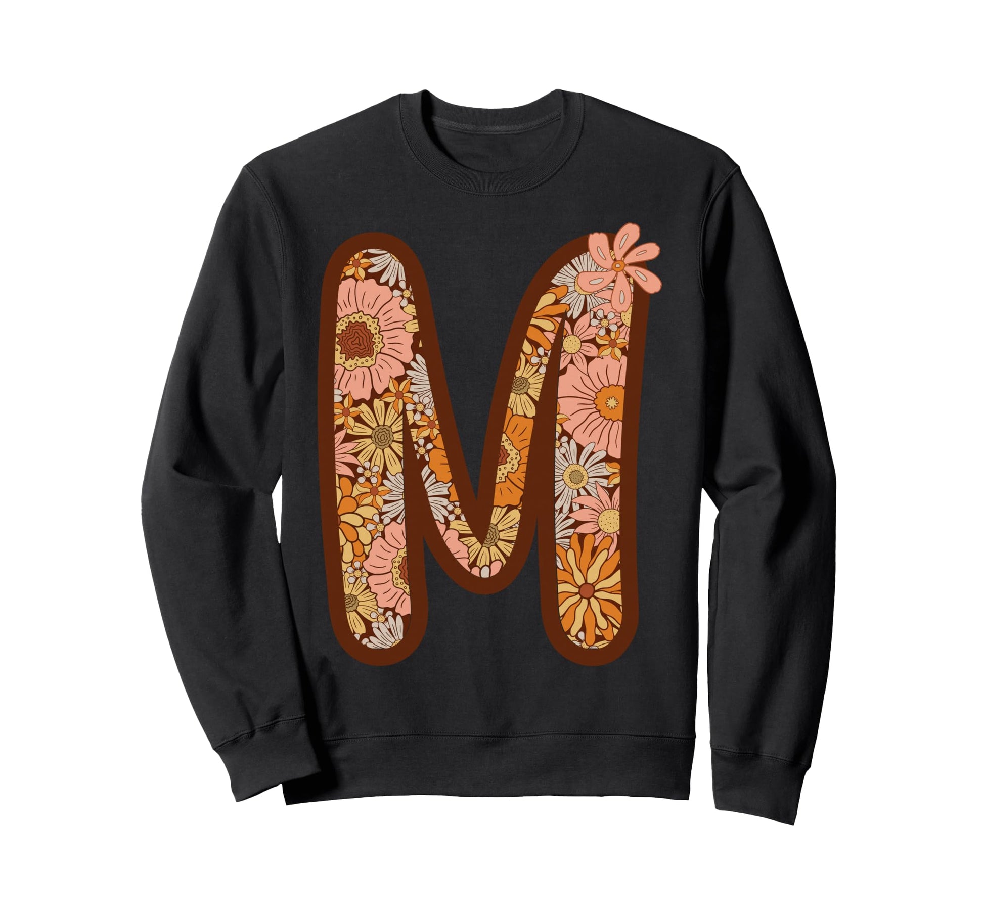 Letter M Initial Floral Monogram Sweatshirt - Unique Graphic Men Women - T-Shirt, Sweatshirt, Hoodie