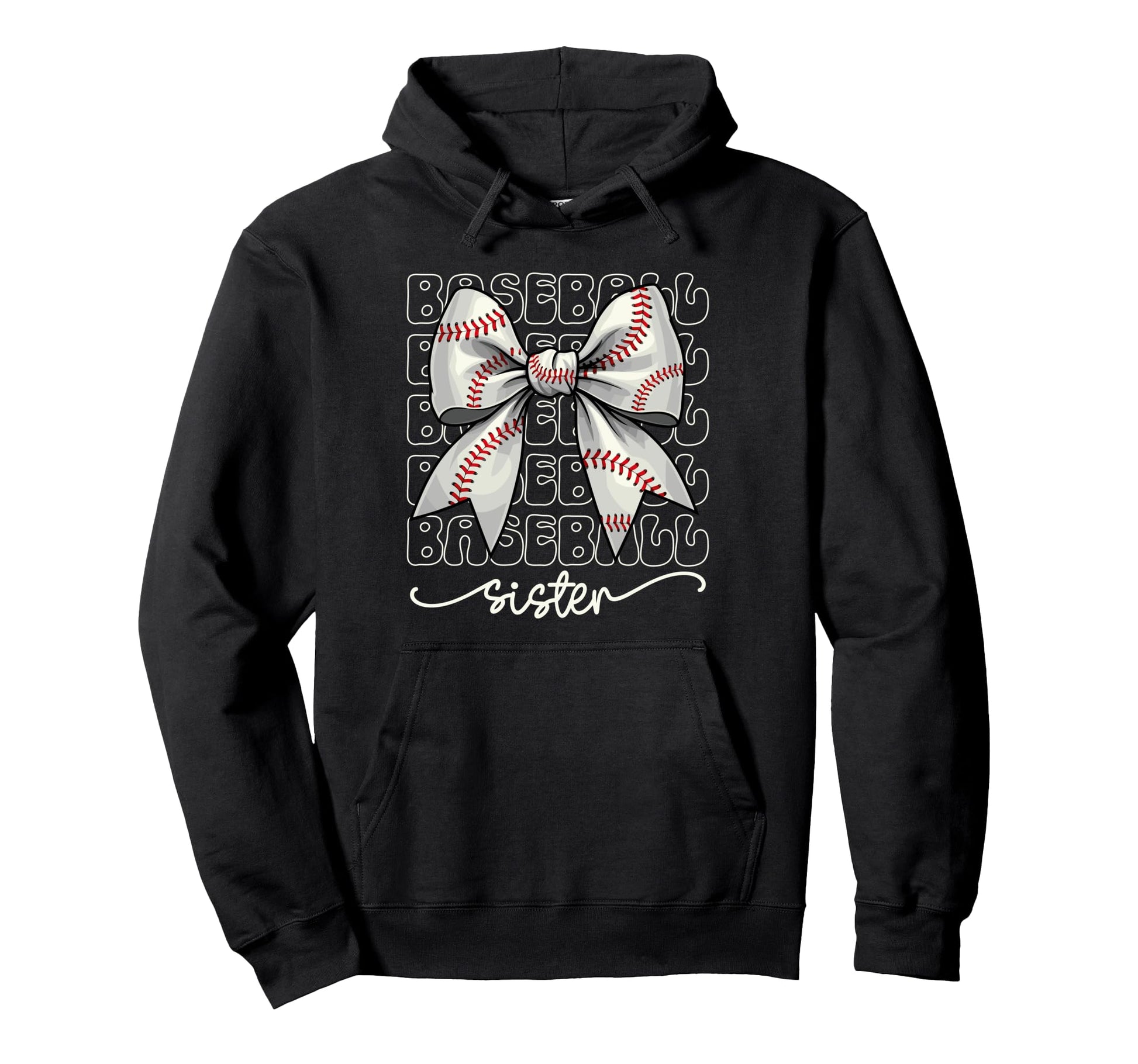 Baseball Sister Coquette Bow Baseball Hoodie - Graphic Print for Adults - T-Shirt, Sweatshirt, Hoodie