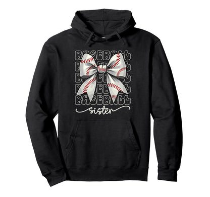 Baseball Sister Coquette Bow Baseball Hoodie - Graphic Print for Adults - T-Shirt, Sweatshirt, Hoodie