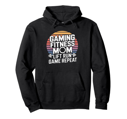 Gaming Fitness Lift Run Game Walk Repeat Hoodie - Novelty Apparel Unisex - T-Shirt, Sweatshirt, Hoodie