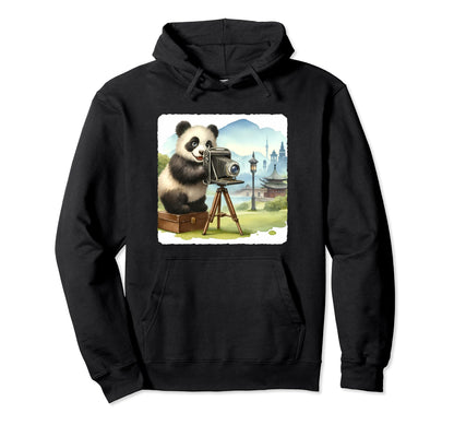 Panda Camera Photographer Capturing Hoodie - Fun Novelty Design Unisex - T-Shirt, Sweatshirt, Hoodie