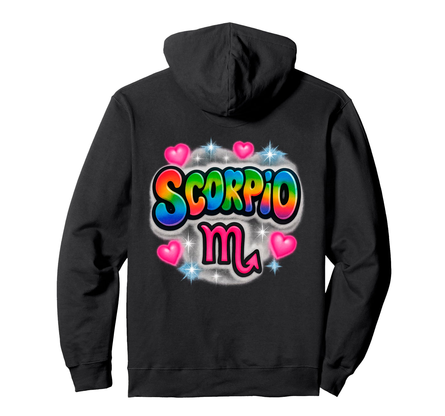 Scorpio Zodiac Sign Rainbow Airbrush Art Hoodie - Unique Graphic Men Women - T-Shirt, Sweatshirt, Hoodie
